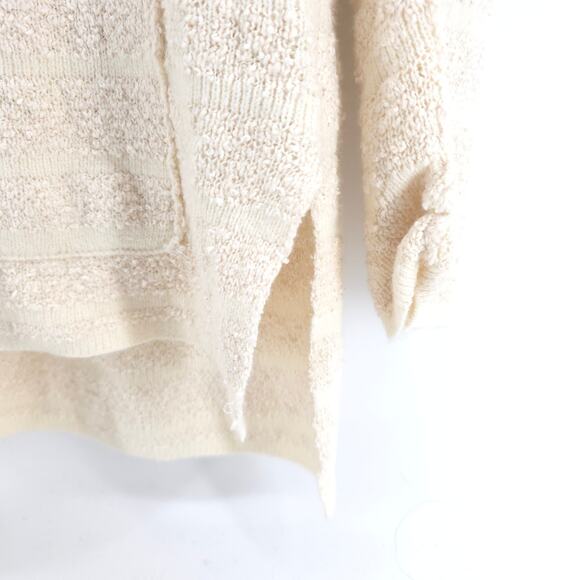 Free People Oversize Ivory Candy Crochet Lace Hoodie Kanga Pouch Tunic SweaterXS - Picture 6 of 12